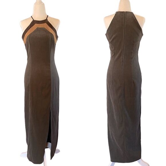 VTG Eleven USA Faux Suede Color Block Sleeveless Dress | SZ S - Picture 1 of 15
